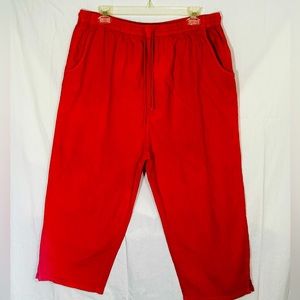 kagton USA Plus Women capri pants red 2X elastic waistband string tie relax fit